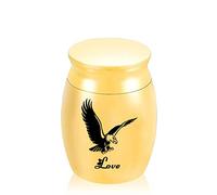 LZHLMCL Memorial Urne 40Mm Humain Funéraire Crémation Cendres Urne Bijoux Mémorial Souvenir Petites Urnes Pendentif Gravé Aigle Amour Or