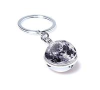LZHLMCL Porte Clés Pendentif Lune Porte Clés Système Solaire Planète Pendentif Galaxie Nébuleuse Terre Mars Saturne Double Face Boule De Verre Porte Clés Lune