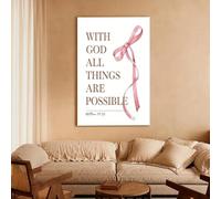 LZJAGXX Affiche d'art chrétien rose style preppy, décoration de chambre, peinture originale sur toile, image murale minimaliste pour dortoir ou appartement (30 x 50 cm, cadre intérieur)