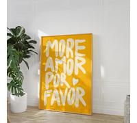 LZJAGXX Affiche de lettre minimaliste More Amor Por Favor Print Wall Art Art mural éclectique moderne Affiches Salon Chambre Décor 40x60cm Cadre