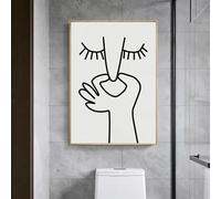 LZJAGXX Affiche de salle de bain humoristique abstraite avec mauvaise odeur, lignes noires et blanches, peinture sur toile, images d'art mural, décoration de salle de toilette, 50 x 70 cm, sans cadre