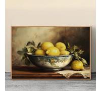 LZJAGXX Affiche et impressions vintage de fruits et citrons, peinture sur toile, nature morte antique, art mural rustique, décoration de cuisine, maison (20 x 30 cm, cadre intérieur)