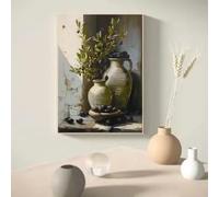 LZJAGXX Affiche murale minimaliste vintage représentant un olivier dans un vase, peinture sur toile, nature morte botanique, décoration intérieure antique (50 x 70 cm/cadre intérieur)