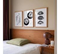 LZJAGXX Affiche murale rétro en toile représentant un léopard noir et blanc, motif boule porte-bonheur 8, tendance, lèvres et baisers, décoration murale (20 x 30 cm, sans cadre)