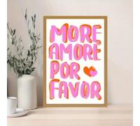 LZJAGXX Affiche sur toile « More Amore Por Favorite », polices roses et orange vibrantes, pour décoration de salon moderne, chambre à coucher, 30 x 40 cm, sans cadre