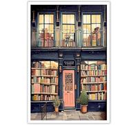LZJAGXX Affiche vintage de librairie, impression sur toile, art mural pour la lecture, décoration de bibliothèque, affiches esthétiques, décor rustique vintage (30x50cm/cadre intérieur)