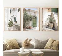 LZJAGXX Affiches et impressions de paysages italiens, architecture, Pouilles, photographie, voyage, bohème, neutre, toile murale, décoration, 60 x 80 cm, 3 cadres intérieurs