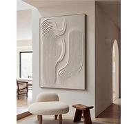 LZJAGXX Grande peinture texturée beige, peinture abstraite en plâtre sur toile, art mural Wabi Sabi, décoration murale moderne minimaliste 80x120cm sans cadre