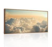 LZJAGXX Grande toile murale vintage représentant un paysage naturel avec des nuages blancs et un lever de soleil moderne, idéale pour le salon ou le bureau (55 x 110 cm/cadre intérieur).