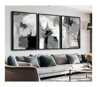 LZJAGXX Grande toile vintage décorative, style rustique, marron et blanc, abstrait, esthétique, pour salon ou bureau (60 x 90 cm x 3 / cadre intérieur)