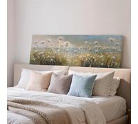 LZJAGXX Impression sur toile d'un champ de fleurs sauvages, affiche horizontale panoramique encadrée, grand tableau, décoration cottagecore (45 x 135 cm/sans cadre)