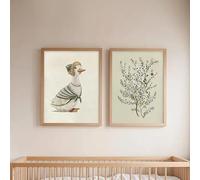 LZJAGXX Impression sur toile représentant un canard sauge, une chambre d'enfant ou un salon, motif bohème vert (50 x 70 cm x 2, toile enveloppée)