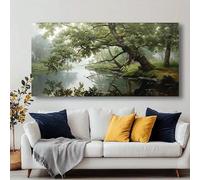 LZJAGXX Impression sur toile représentant une rivière et une forêt, peinture abstraite, grande décoration murale pour salle de bain, salon, chambre (40 x 80 cm, sur toile)