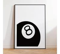 LZJAGXX Impression sur toile vintage représentant un billard noir avec 8 boules, décoration murale pour salon, salle à manger, chambre à coucher, cadre intérieur 40 x 60 cm