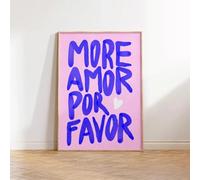 LZJAGXX Modern Eclectic More Amor Por Favor Sunshine Quotes Posters Canvas Painting Maximalist Pink Wall Art for Room Decor 60x80cm Unframed