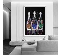 LZJAGXX Peinture sur toile représentant une bouteille de champagne, affiches et impressions pop art colorées, art mural nordique, décoration moderne (55 x 110 cm, sans cadre)