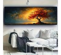 LZJAGXX Tableau abstrait Arbre de Vie, affiche sur toile, style moderne horizontal allongé pour salon (50 x 120 cm/Toile tendue sur châssis)
