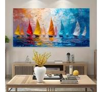 LZJAGXX Tableau abstrait de voilier sur toile, paysage marin, grande toile murale, affiche moderne sur le thème de l'océan pour la décoration du salon et de la chambre (50x100cm/sans cadre)