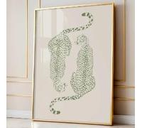 LZJAGXX Tableau imprimé sur toile représentant un guépard vert sauge, décoration d'appartement, décoration de chambre universitaire, peinture animalière sur toile (30x50cm/sans cadre)