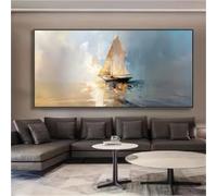 LZJAGXX Tableau sur toile à thème nautique, représentant un voilier, affiche décorative pour salon, chambre ou bureau, grand format (60 x 120 cm avec cadre intérieur).
