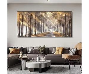 LZJAGXX Tableau sur toile grand format représentant un paysage forestier naturel, un arbre au soleil, idéal pour une décoration de salon moderne (70 x 140 cm/Toile tendue sur châssis).