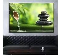 LZJAGXX Tableau sur toile représentant une nature morte de spa zen bouddhiste, avec eau, pierre et bambou (70 x 100 cm, cadre intérieur). Décoration murale pour salon et chambre.