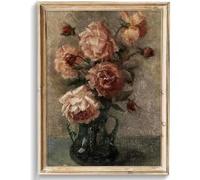 LZJAGXX Tableau vintage sur toile représentant un champ de fleurs sauvages classiques, décoration murale champêtre de style ferme (50x70cm/sans cadre)