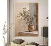 LZJAGXX Toile murale vintage représentant une branche d'olivier dans un vase, paysage discret, œuvre d'art, style ferme, imprimés botaniques rustiques, cadre intérieur 20 x 30 cm