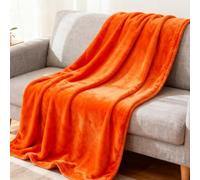 LZJD Plaid Canapé 100 x 260 cm Moelleuse et Chaude Couverture en Polaire Idée Cadeau pour Printemps Automne Canapé Ou Lit, Orange