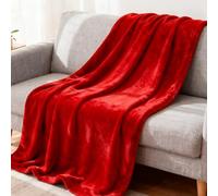 LZJD Plaid Canapé 125 x 180 cm Flanelle Doux et Chaude Couverture Polaire Flanelle Toutes Saisons pour Lit Canapé Voyage, Rouge