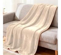 LZJD Plaid Canapé 145 x 170 cm Flanelle Doux et Chaude Couverture Polaire Flanelle Toutes Saisons pour Lit Canapé Voyage, Blanc cassé