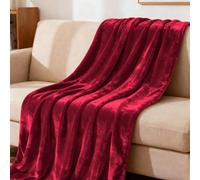 LZJD Plaid Polaire 125 x 150 cm Moelleuse et Chaude Couverture en Polaire Polyvalente pour Printemps Automne Canapé Ou Lit, Vin Rouge