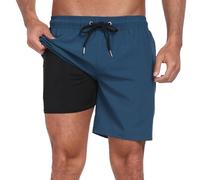 LZLER Short de Bain pour Homme avec Doublure de Compression Respirant et à séchage Rapide. Short de Surf et de Plage 2 en 1 avec Poches zippées