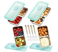 LZLINGMEI Lot de 4 boîtes à goûter en acier inoxydable avec compartiments, réutilisables, avec 2 compartiments pour adultes et enfants (4 boîtes à goûter)