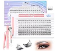 LZM Kit Extension Cils 168pcs Faux Cils Individuel avec Lash Bond and Seal 8-16mm D Curl Extension Cils Kit Faux Cils Naturel Cils À Bandes Fines avec Applicateurs (LZ07-D Curl Mix)