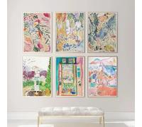 LZMASM Abstract Landscape Wall Art Vintage Henri Matisse Retro Posters and Prints Canvas Painting Pictures for Room Home Decor(40x60cm/6PCS Frameless)