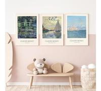 LZMASM Affiche d'art classique rétro de Claude Monet, à l'huile, pour salon, chambre, décoration intérieure, impressions sur toile (60x80cm/3 pièces sans cadre)