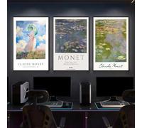 LZMASM Affiche d'art classique rétro de Claude Monet, peinture à l'huile sur toile, art mural, décoration moderne pour salon, impressions sur toile (50x75cm/3 pièces sans cadre)