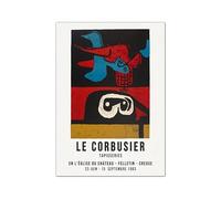 LZMASM Affiche de l'exposition Le Corbusier 1954, estampe de musée d'art français, style cubiste, art mural moderne du milieu du siècle, peinture sur toile (70x100cm/sans cadre)