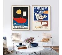 LZMASM Affiche de l'exposition Le Corbusier 1954, estampe de musée d'art français, style cubiste, art mural moderne du milieu du siècle, peinture sur toile (50x70cm/2 pièces sans cadre)