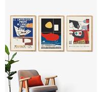 LZMASM Affiche de l'exposition Le Corbusier 1954, estampe de musée d'art français, style cubiste, art mural moderne du milieu du siècle, peinture sur toile (30x45cm/3 pièces sans cadre)