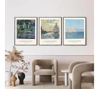 LZMASM Affiche murale Claude Monet style rétro classique, impression sur toile (50x70cm/3 pièces sans cadre) pour salon, chambre, décoration intérieure