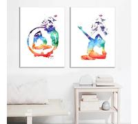 LZMASM Affiche sur toile représentant des mouvements de danse de yoga abstraits, style scandinave moderne, pour salle de yoga, studio de danse ou décoration murale (30 x 40 cm / 2 pièces sans cadre)