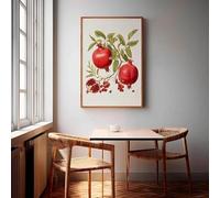 LZMASM Affiche sur toile représentant un oranger, un citronnier, des raisins sur vigne, une grenade et une pomme. Décoration murale pour la cuisine et la maison (50 x 70 cm, sans cadre).