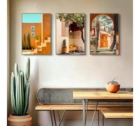 LZMASM Affiches d'architecture de style bohème islamique sur toile, art mural rétro marron pour la décoration de la maison et du salon (40x60cm/3 pièces sans cadre)