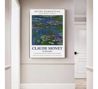 LZMASM Claude Monet Nymphéas Art Poster Print Pont japonais Nymphéas Impression sur toile Peinture Salon Décoration d'intérieur 50x70cm Sans cadre