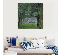 LZMASM Gustav Klimt « Ferme en Haute-Autriche » - Reproduction sur toile - Tableau célèbre - Affiche - Décoration murale - Décoration intérieure (80 x 80 cm/Sans cadre)