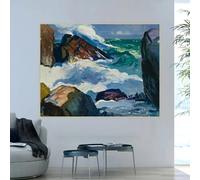 LZMASM Impression sur toile de George Bellows « Surf au soleil », peinture, affiche, décoration murale moderne pour la maison (50 x 65 cm, sans cadre)