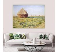 LZMASM Impression sur toile « Meules de foin » de Marie-François Firmin-Girard, peinture, œuvre d'art, affiche, décor, image, décoration d'intérieur (70 x 100 cm, sans cadre)