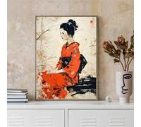 LZMASM Impression sur toile représentant un paysage de geisha japonaise, décoration murale moderne pour salon, chambre à coucher, 40 x 60 cm, sans cadre